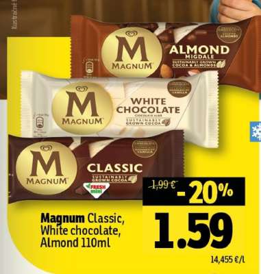 Magnum Classic, White chocolate, Almond 110ml