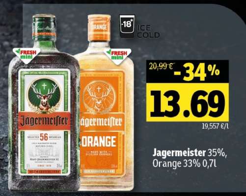 Jägermeister 35%, Orange 33% 0,7l