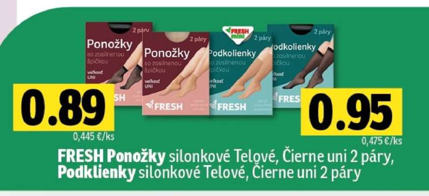 FRESH Ponožky silonkové Telové, Čierne uni 2 páry