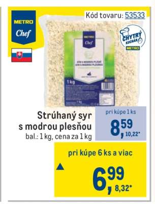 Strúhaný syr s modrou plesňou