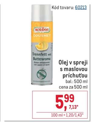 Olej v spreji s maslovou príchuťou