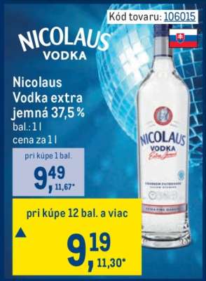 Nicolaus vodka extra jemná 37,5 %