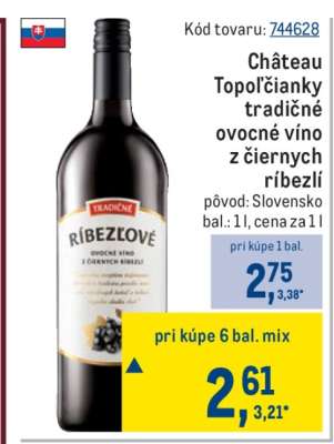 Château Topoľčianky tradičné ovocné víno z čiernych ríbezlí