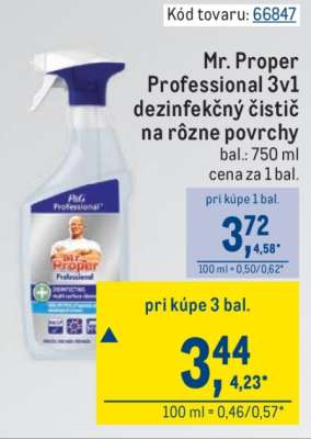 Mr. Proper Professional 3v1 dezinfekčný čistič na rôzne povrchy