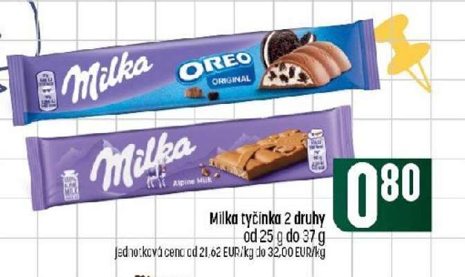 Milka tyčinka 2 druhy