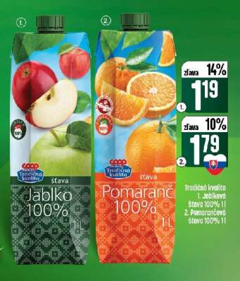 Tradičná kvalita Jablková šťava 100% 1l
