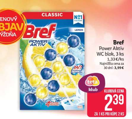 Bref Power Aktiv, WC blok, 3 ks