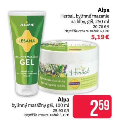 Alpa bylinný masážny gél, 100 ml