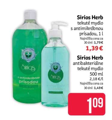 Sirios Herb tekuté mydlo s antimikróbnou prísadou, 1 l