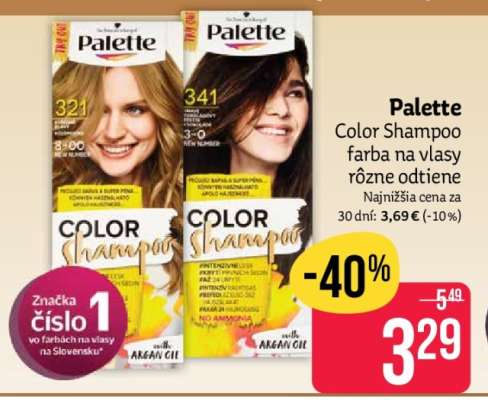 Palette Color Shampoo farba na vlasy rôzne odtiene