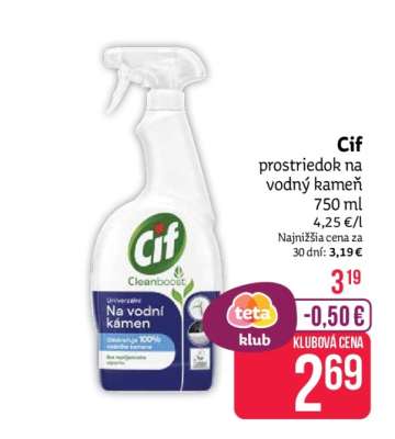 Cif prostriedok na vodný kameň