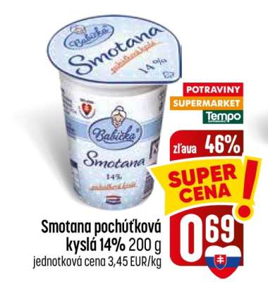 Smotana pochúťková kyslá 14% 200 g