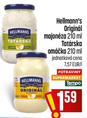 Hellmann's Originál majonéza 210 ml Tatárska omáčka 210 ml