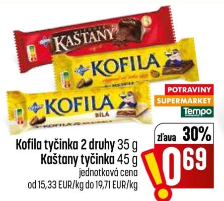 Kofila tyčinka 2 druhy 35 g, Kaštany tyčinka 45 g