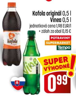 Kofola Original 0,5 l, Vinea 0,5 l