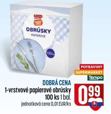 1-vrstvové papierové obrúsky