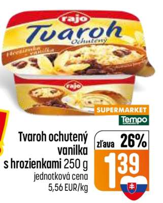 Tvaroh ochutený vanilka s hrozienkami 250 g