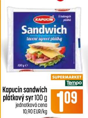 Kapucín Sandwich plátkový syr 100 g