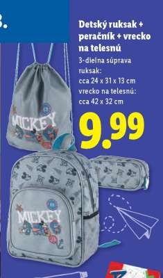 Detský ruksak + peračník + vrecko na telesnú