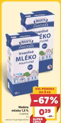 Madeta mlieko 1,5 % trvanlivé