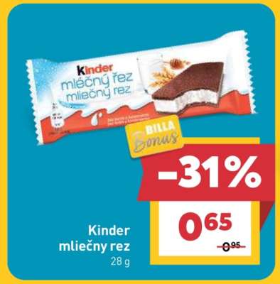 Kinder mliečny rez