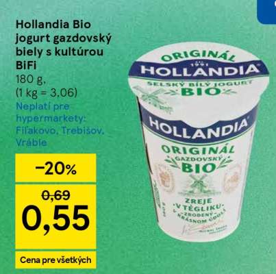 Hollandia Bio jogurt gazdovský biely s kultúrou BiFi***