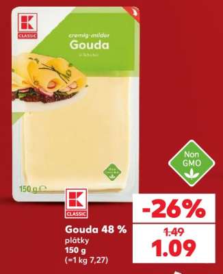 Gouda 48 % plátky
