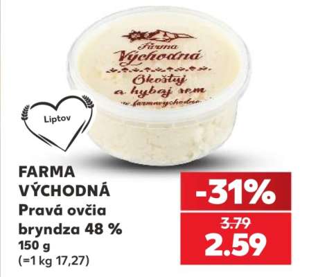 FARMA VÝCHODNÁ Pravá ovčia bryndza 48 %