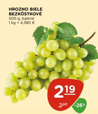 HROZNO BIELE BEZKÔSTKOVÉ