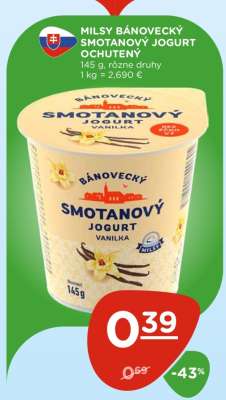 MILSY BÁNOVECKÝ SMOTANOVÝ JOGURT OCHUTENÝ