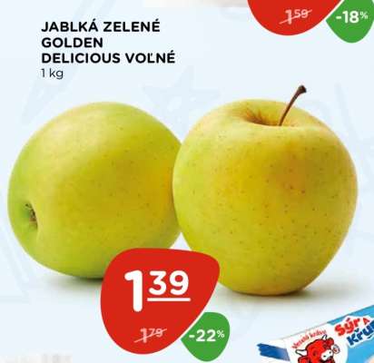 Jablká Zelené Golden Delicious Voľné