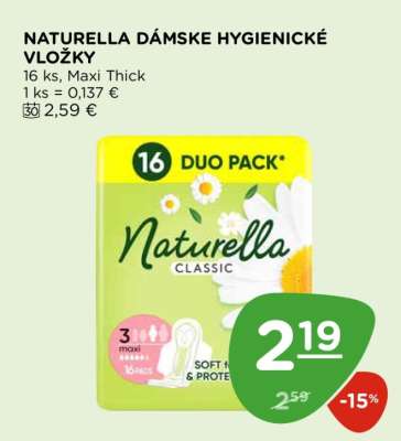 NATURELLA Dámske hygienické vložky
