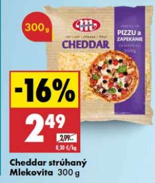 Cheddar strúhaný Mlekovita 300 g