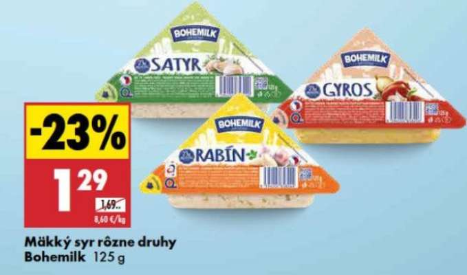 Mäkký syr rôzne druhy Bohemilk 125 g