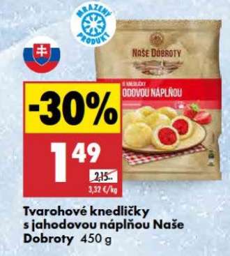 Tvarohové knedličky s jahodovou náplňou Naše dobroty 450 g