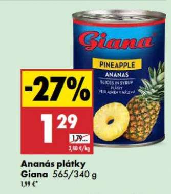 Ananás plátky Giana 565/340 g
