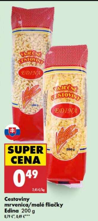 Cestoviny mrvenica/malé fliačky Edina 200 g