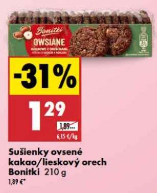 Sušienky ovsené kakao/lieskový orech Bonitki 210 g