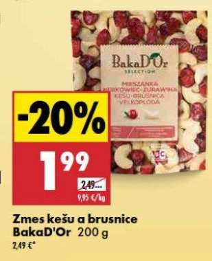 Zmes kešu a brusnice BakaD'Or 200 g
