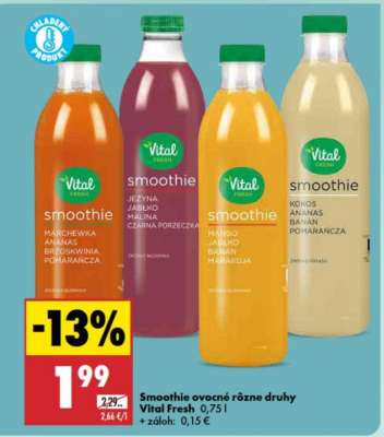 Smoothie ovocné rôzne druhy Vital Fresh, 0,75 l