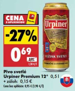 Pivo svetlé Urpiner Premium 12°