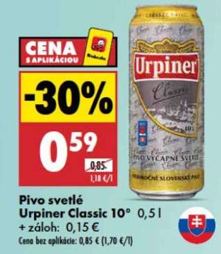 Pivo svetlé Urpiner Classic 10°