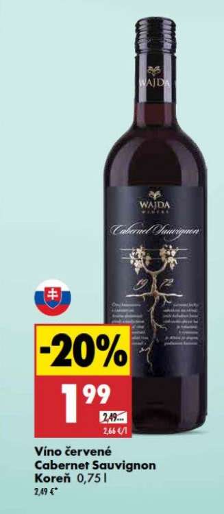 Víno červené Cabernet Sauvignon Koreň 0,75 l