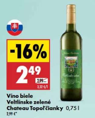 Víno biele Veltlínske zelené Chateau Topoľčianky 0,75 l