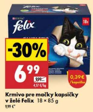 Krmivo pre mačky kapsičky v želé Felix 18 × 85 g