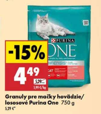 Granuly pre mačky hovädzie/lososové Purina One 750 g