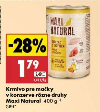 Krmivo pre mačky v konzerve rôzne druhy Maxi Natural 400 g