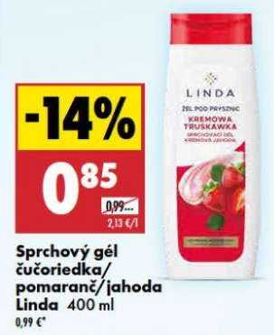Sprchový gél Čučoriedka/Pomaranč/Jahoda Linda 400 ml