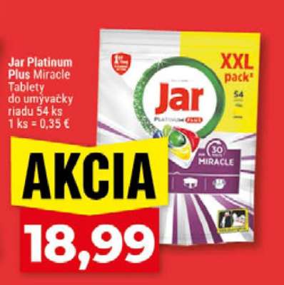 Jar Platinum Plus Miracle Tablety do umývačky riadu 54 ks