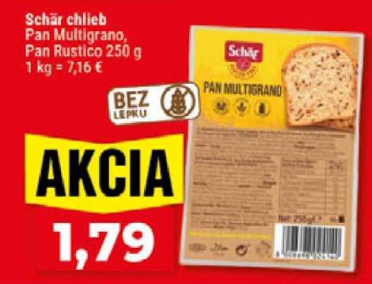 Schär chlieb Pan Multigrano, Pan Rustico 250 g